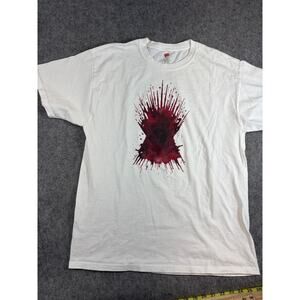 Game Of Thrones Shirt Mens White Graphic Bleed For The Throne Promo Tee Large